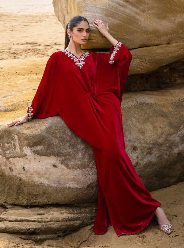 Capri Red - Velvet Pret'23 by Zainab Chottani