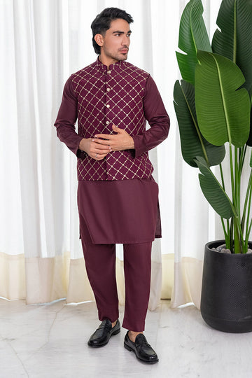 Deep Plum Waistcoat - Celina by Chic ophicial