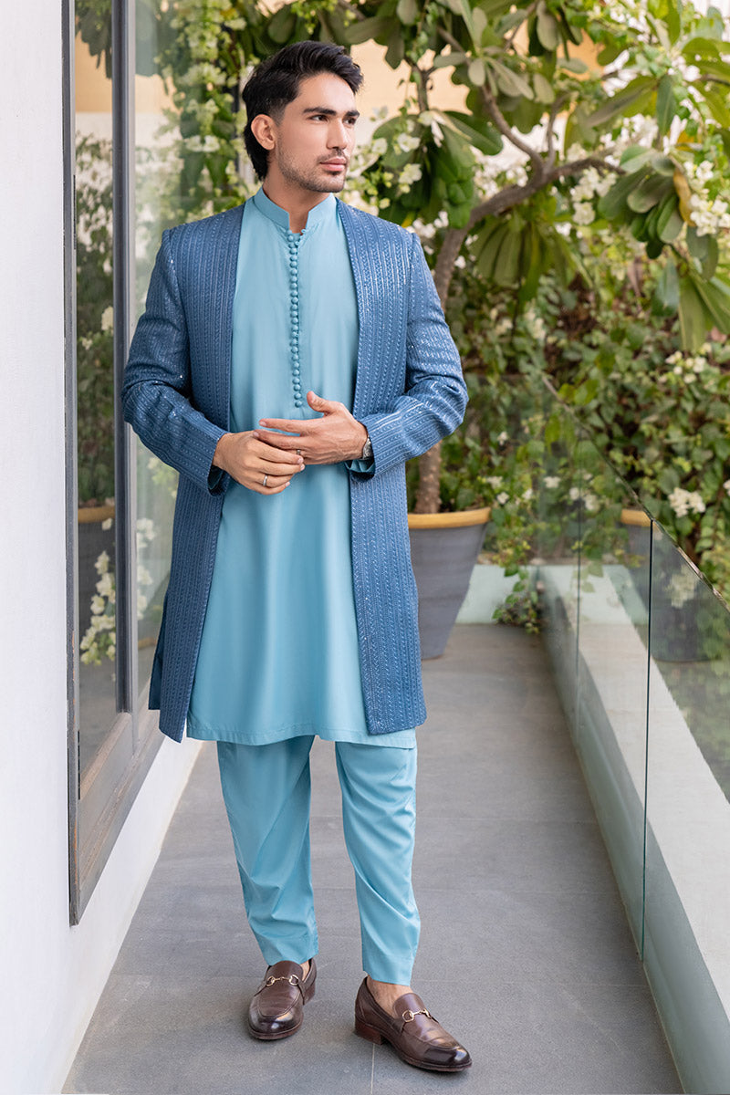 Denim Blue Princecoat - Celina by Chic ophicial