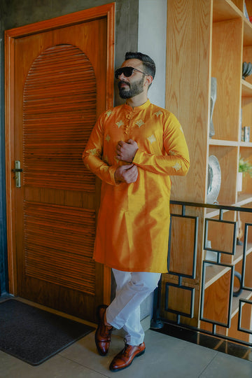 Tangerine Kurta - Man Kurta Trouser by Leon