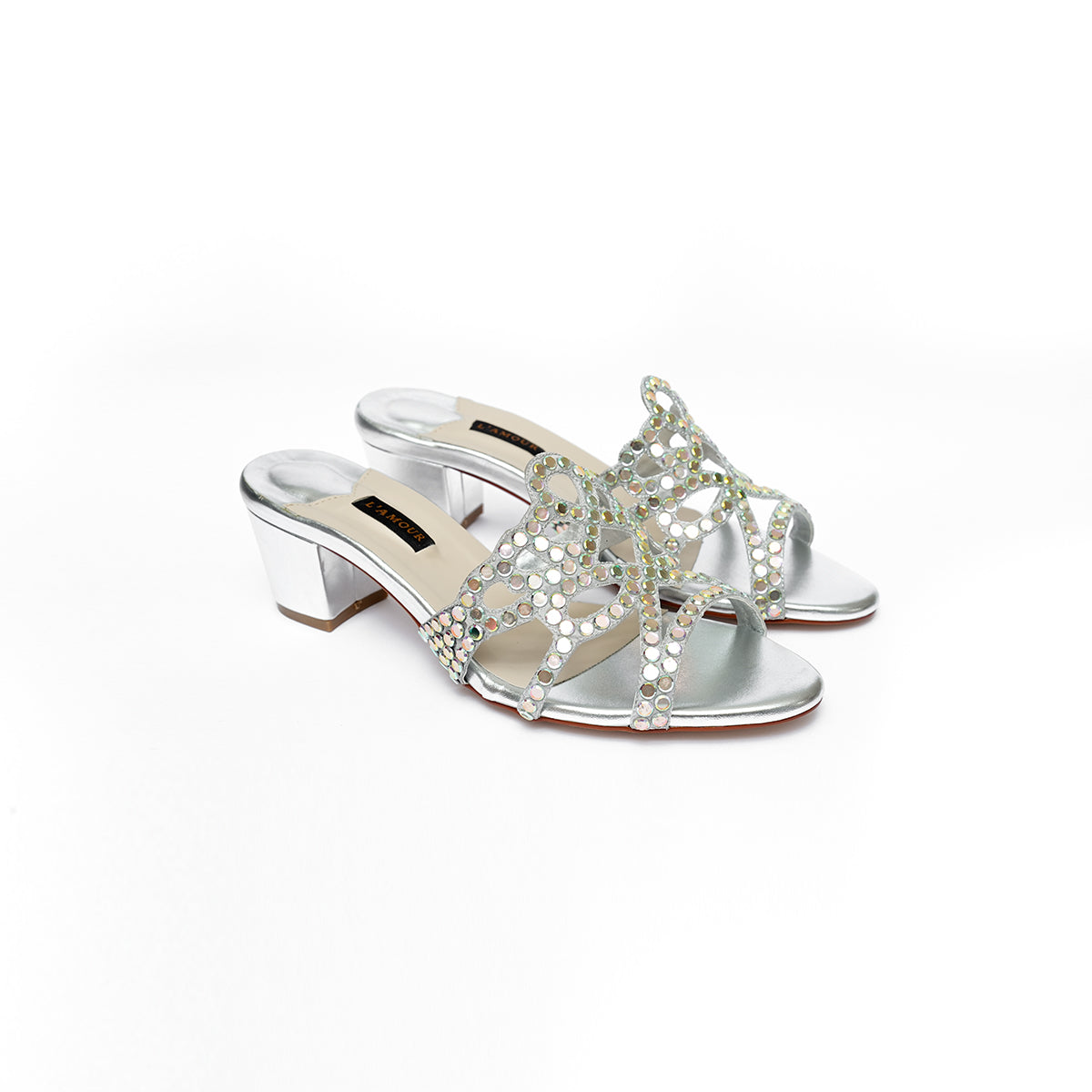 Valentina - Silver - Block Heels by L'amour