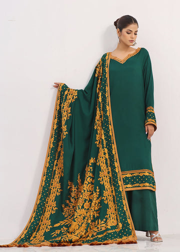 SHABEENA SHIRT & SHAWL GREEN - Jashan by Rizwan Beyg