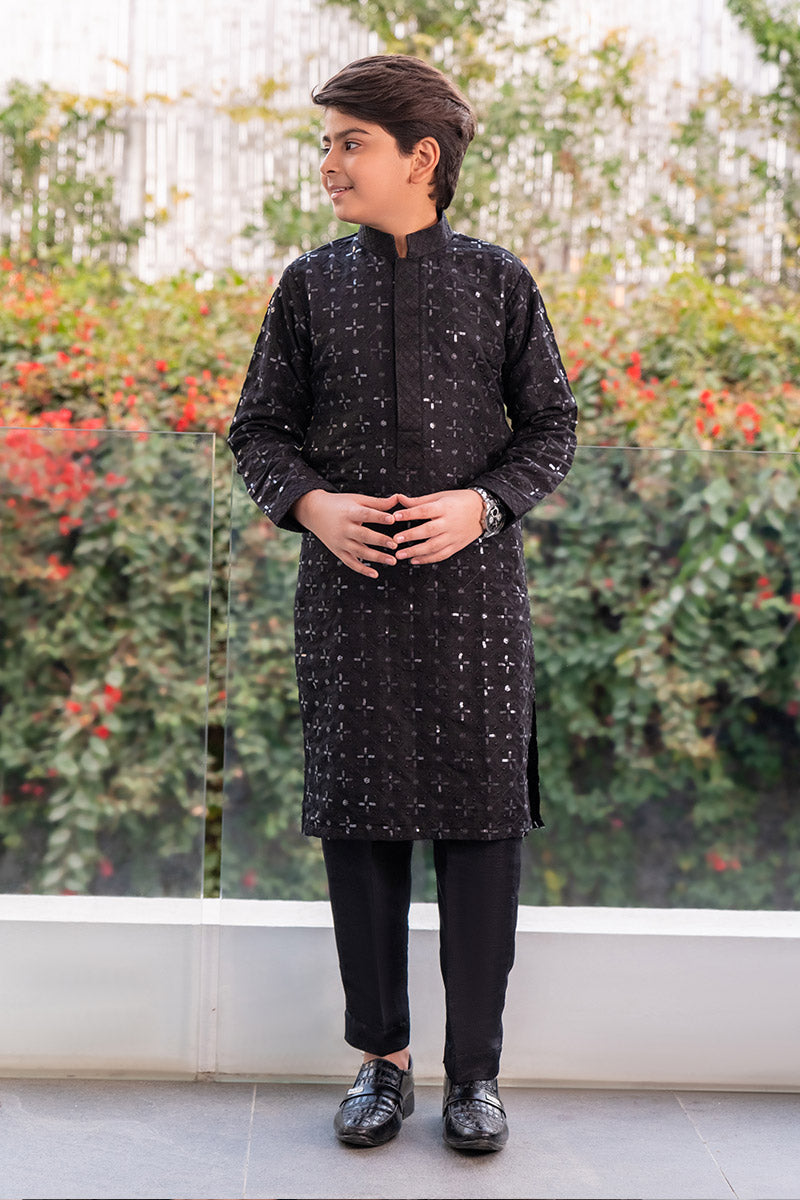 Embroidered Black Kurta kids - Celina by Chic ophicial