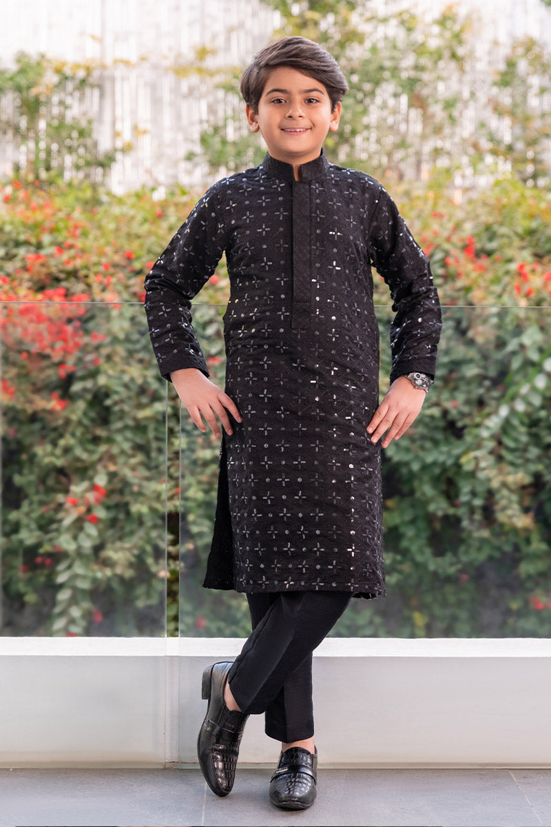 Embroidered Black Kurta kids - Celina by Chic ophicial