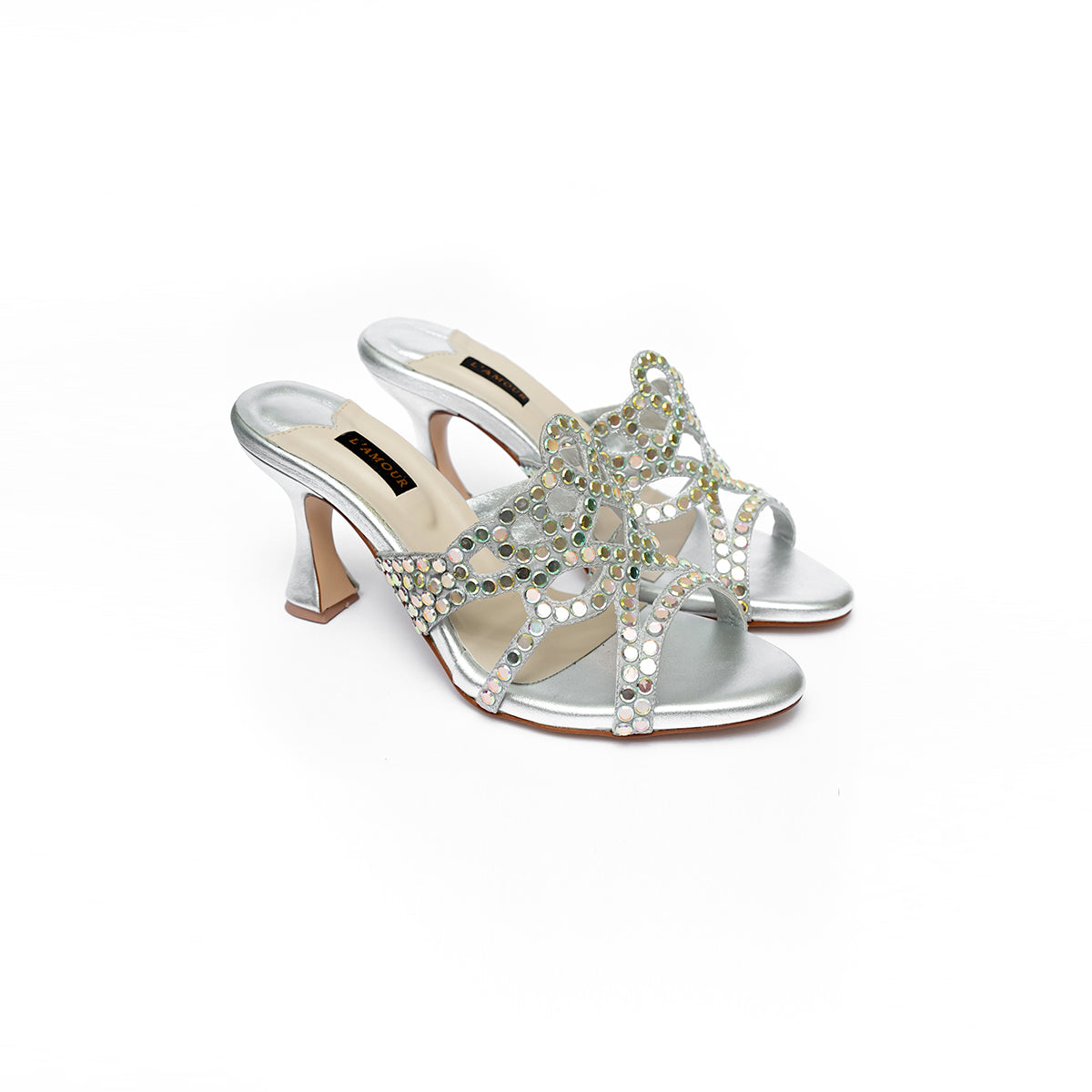 Valentina - Silver Heels - 70MM Heels by L'amour