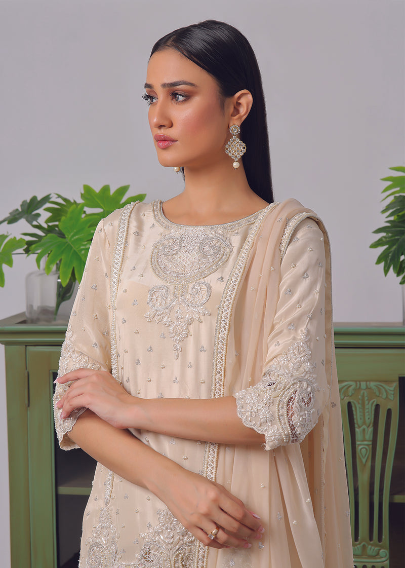 Ruhena Beige Short Kurti - Jashan by Rizwan Beyg