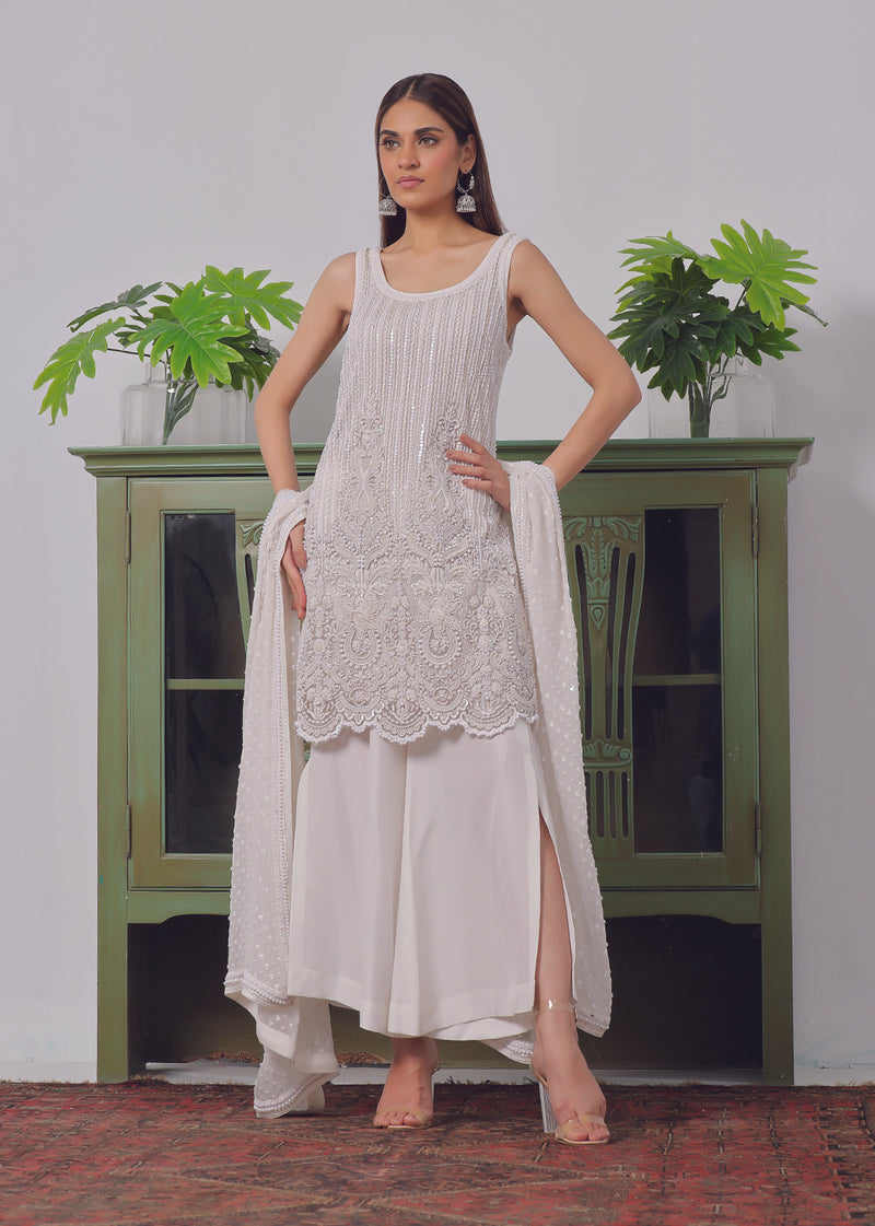 Mirabelle Sleeveless Shirt & Dupatta - Jashan by Rizwan Beyg