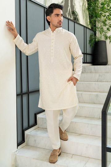 Ivory Embroidered Kurta - Celina by Chic ophicial