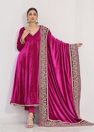 MISHAL MAGENTA SHAWL - Jashan by Rizwan Beyg