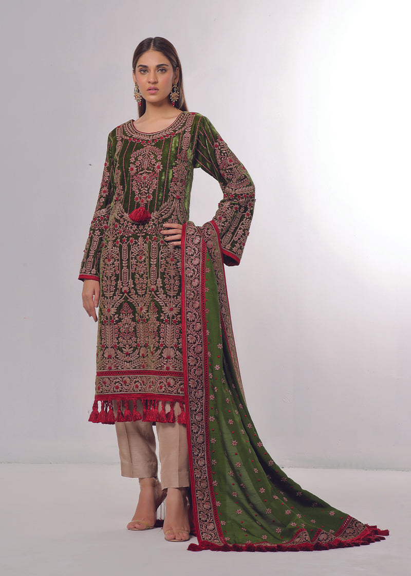 Baroque Green Shirt - Jashan by Rizwan Beyg