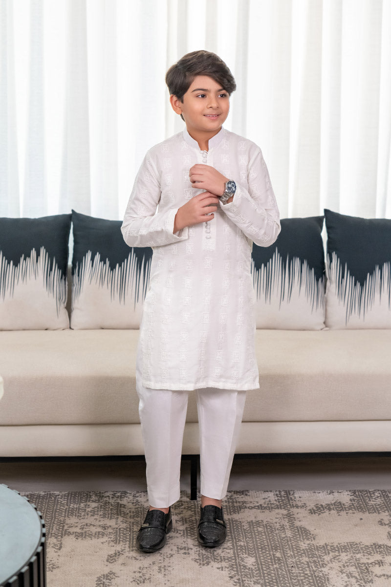 White Embroidered kurta kids - Celina by Chic ophicial