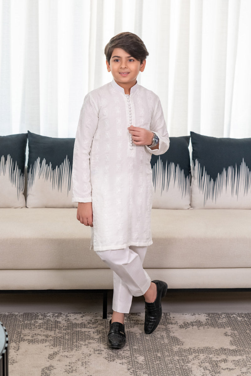 White Embroidered kurta kids - Celina by Chic ophicial