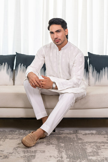White Embroidered kurta - Celina by Chic ophicial
