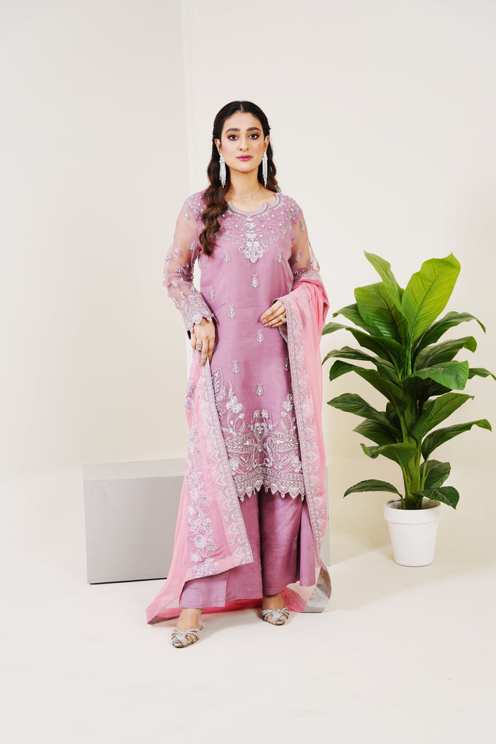 Lilac - Embroidered Purple Dress - Festive Story'23 by Surmai