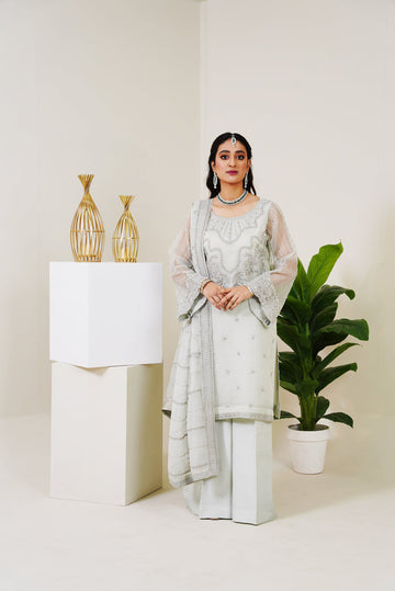 Mist Embroidered Unique Neckline Style - Festive Story'23 by Surmai