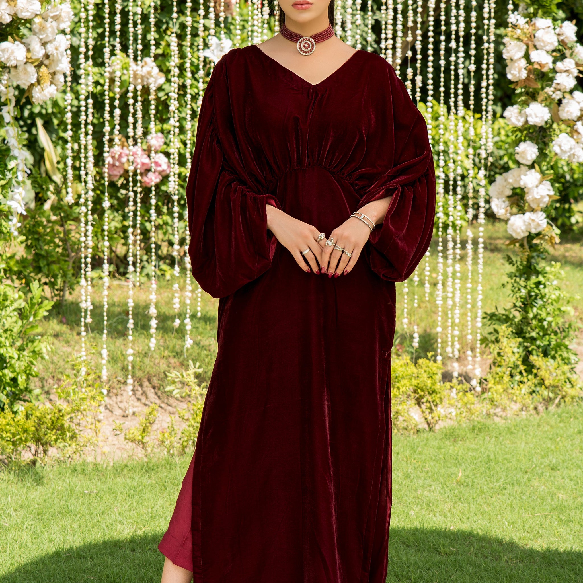 Pleated Maroon - Naaya's Official