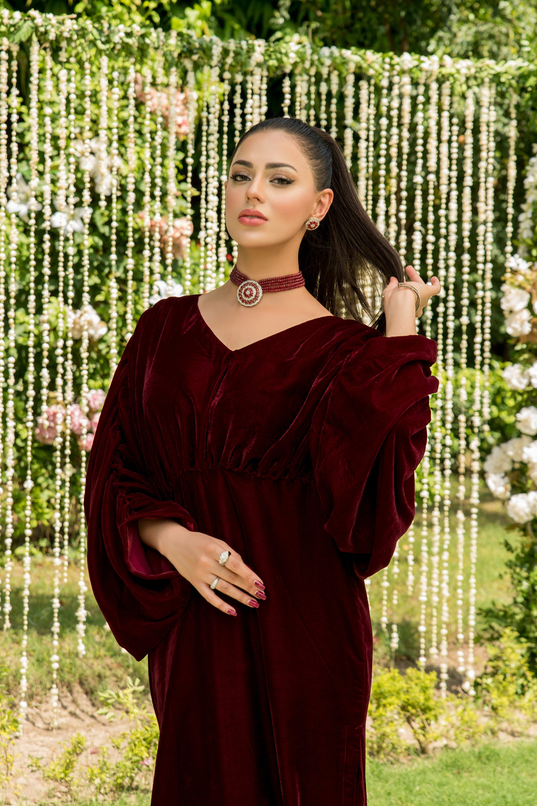 Pleated Maroon - Naaya's Official