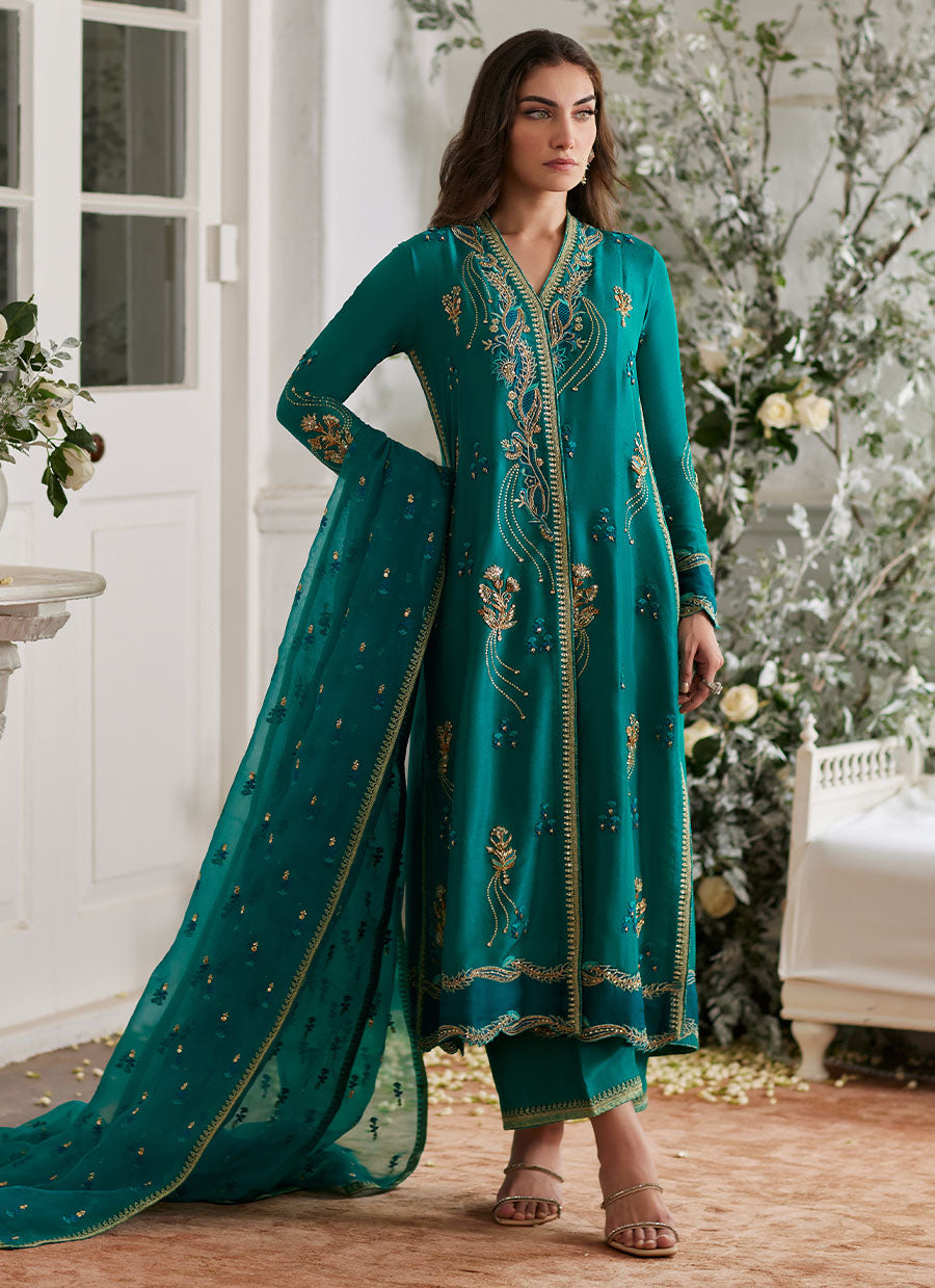 Ayda Sea Green Shirt and Dupatta - Mayna Festive Luxe Pret '24 by farahtalibaziz