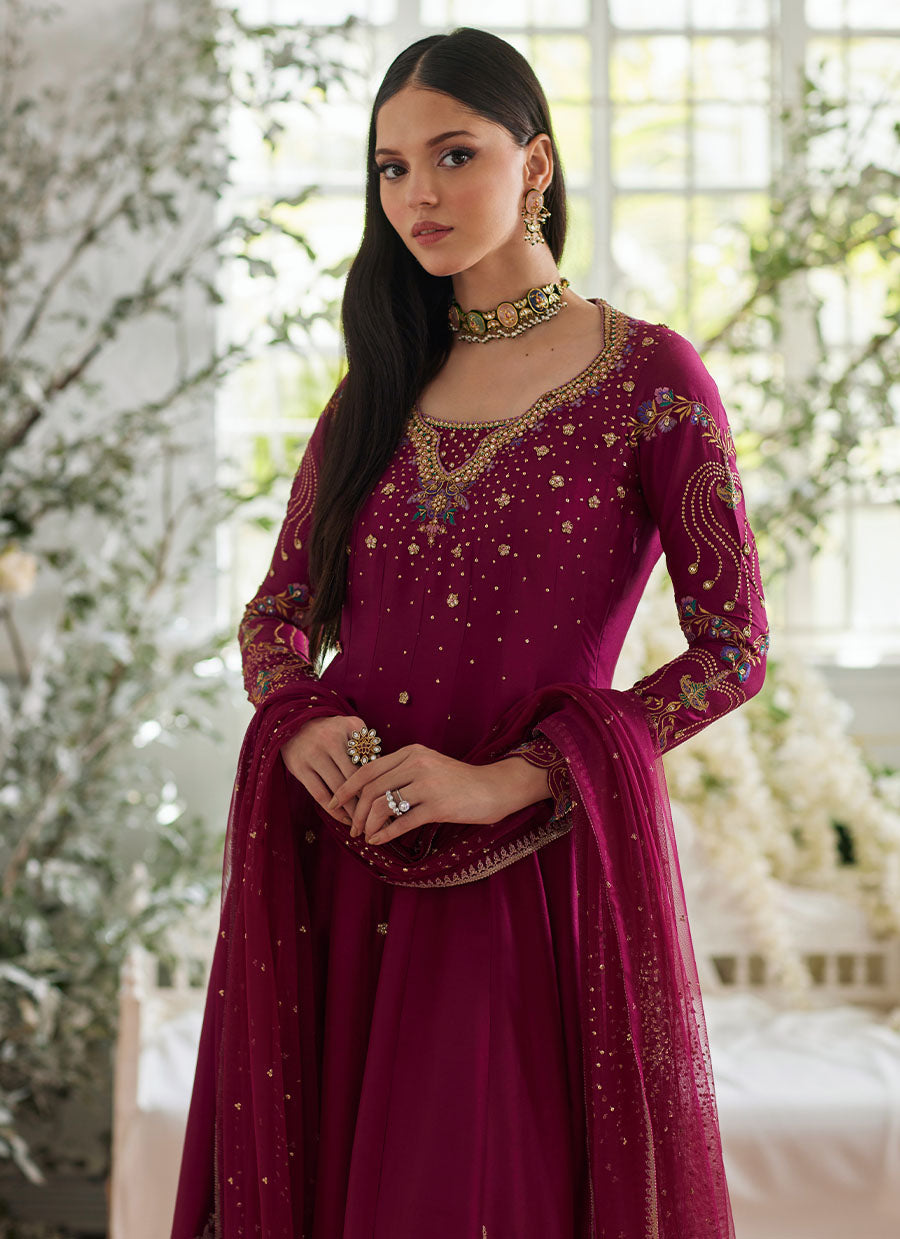 Jihan Fuschia Kalidaar and Dupatta - Mayna Festive Luxe Pret '24 by farahtalibaziz