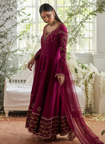 Jihan Fuschia Kalidaar and Dupatta - Mayna Festive Luxe Pret '24 by farahtalibaziz