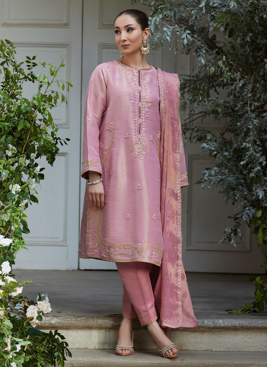 Cisel Pink Shirt and Dupatta - Mayna Festive Luxe Pret '24 by farahtalibaziz