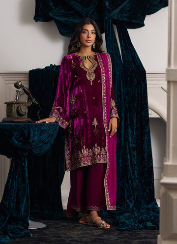 Emili Velvet Shirt And Dupatta - Velvets the Afterparty 24 by Farah Talib Aziz