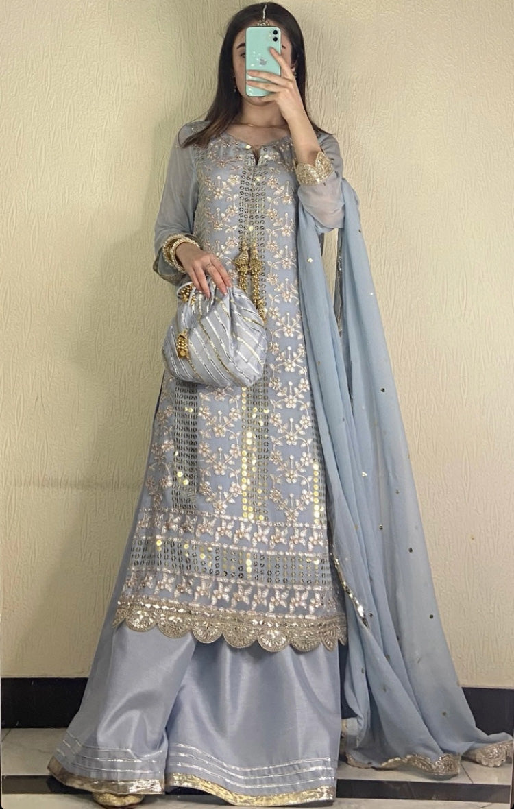 Powder Blue Ganga Jumna - Luxury Pret by Agha Hassan