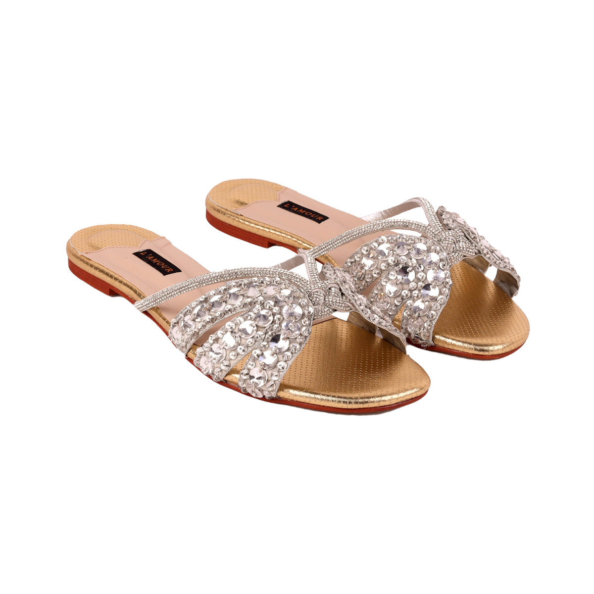 Sasha - Gold Textured Flats - Flats by L'amour