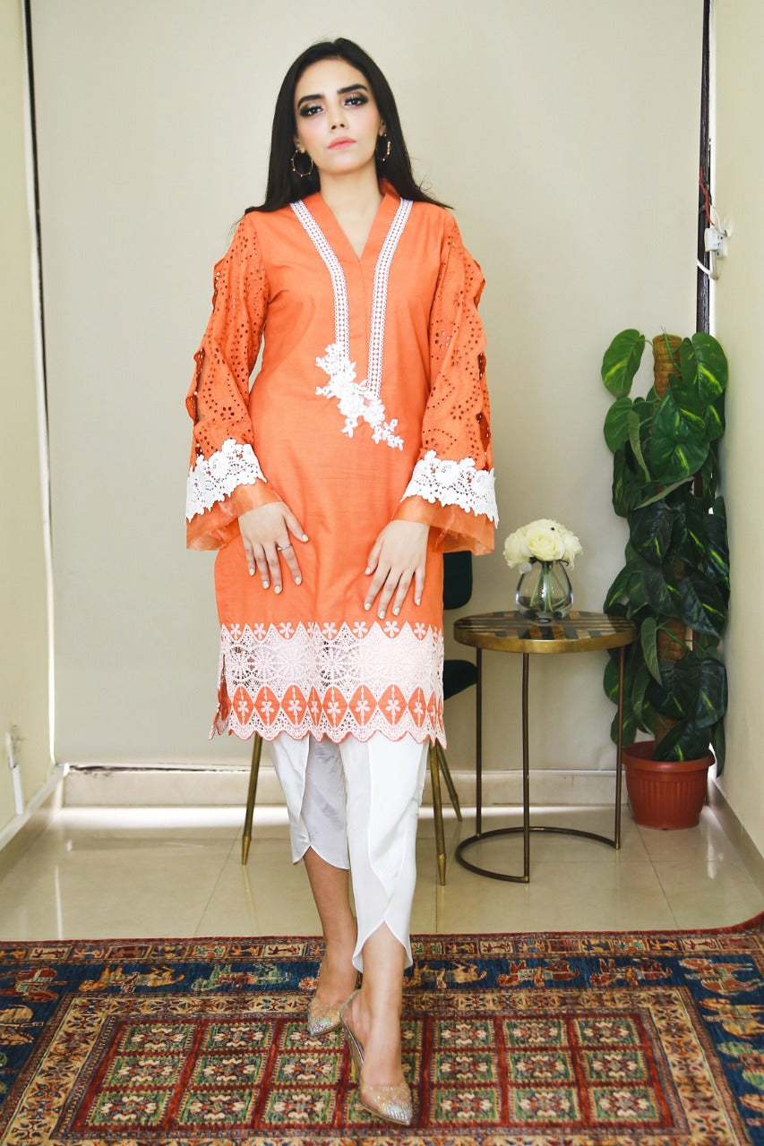 Burned Orange Kurta - Leon Pret by Leon