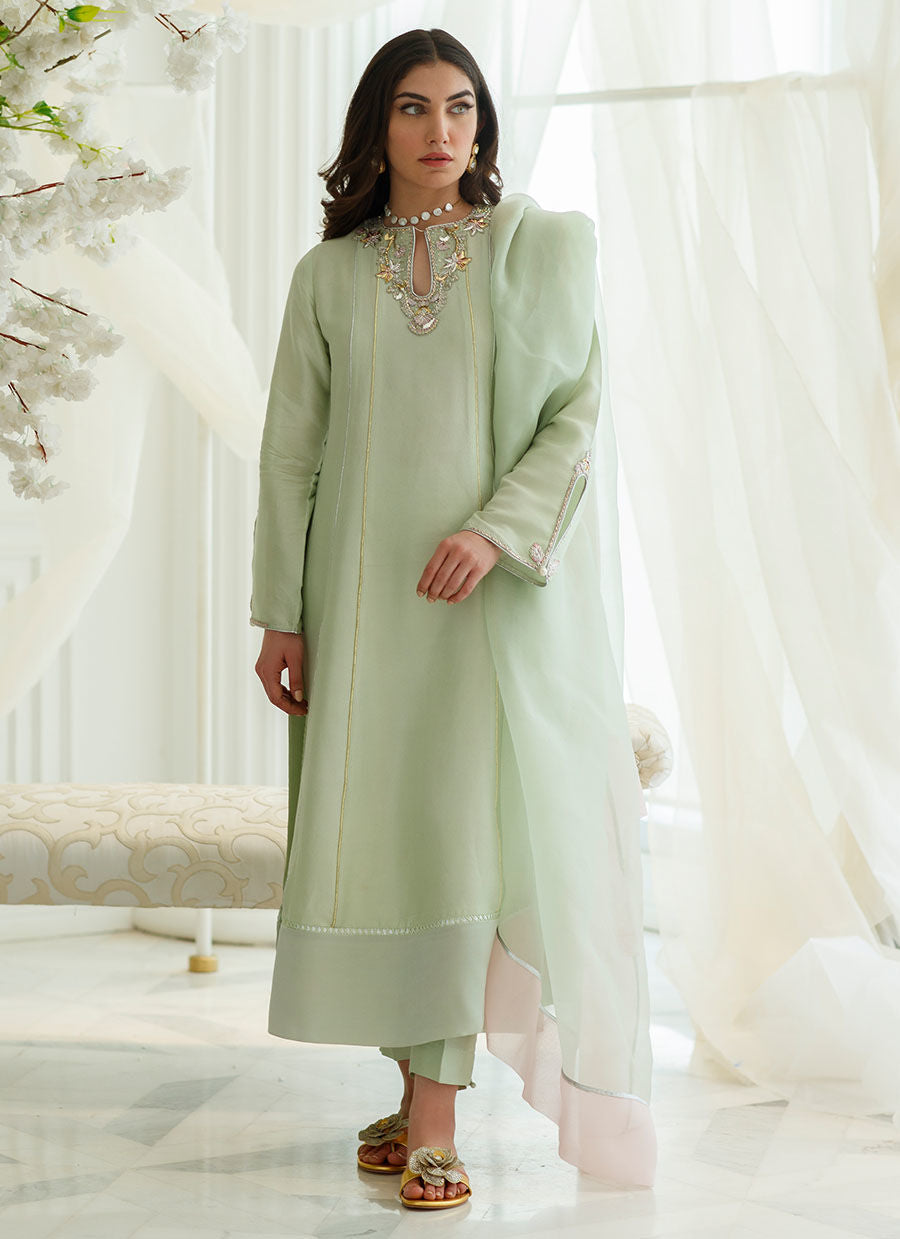 MINT FOIL SHIRT AND DUPATTA - Farah Talib Aziz