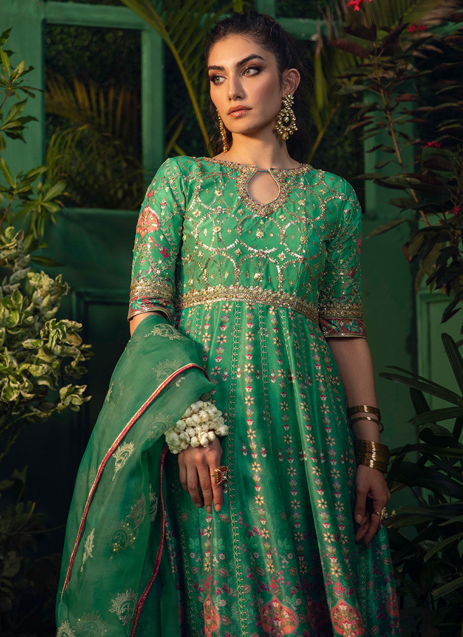 ZAAR EMERALD OMBRE KALIDAR WITH DUPATTA - Farah Talib Aziz