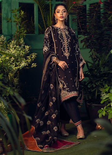 VIDA BLACK KURTA WITH BLACK ORGANZA EMBROIDERED DUPATTA - Farah Talib Aziz