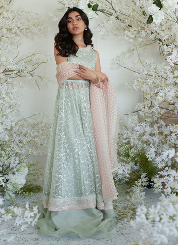 TERESA MINT KALIDAAR AND DUPATTA - Zaza by Farah Talib Aziz