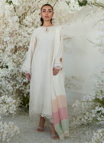 SIKA IVORY SHIRT AND DUPATTA - Zaza by Farah Talib Aziz