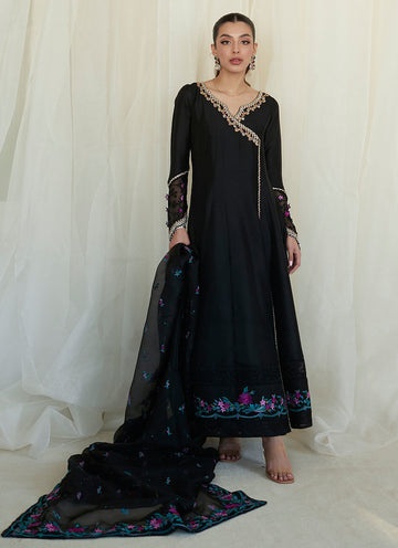 RAVEN BLACK KALIDAAR AND DUPATTA - Zaza by Farah Talib Aziz