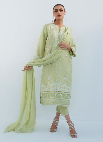 JUDIE APPLE GREEN SHIRT AND DUPATTA - Lea Spring by Farah Talib Aziz