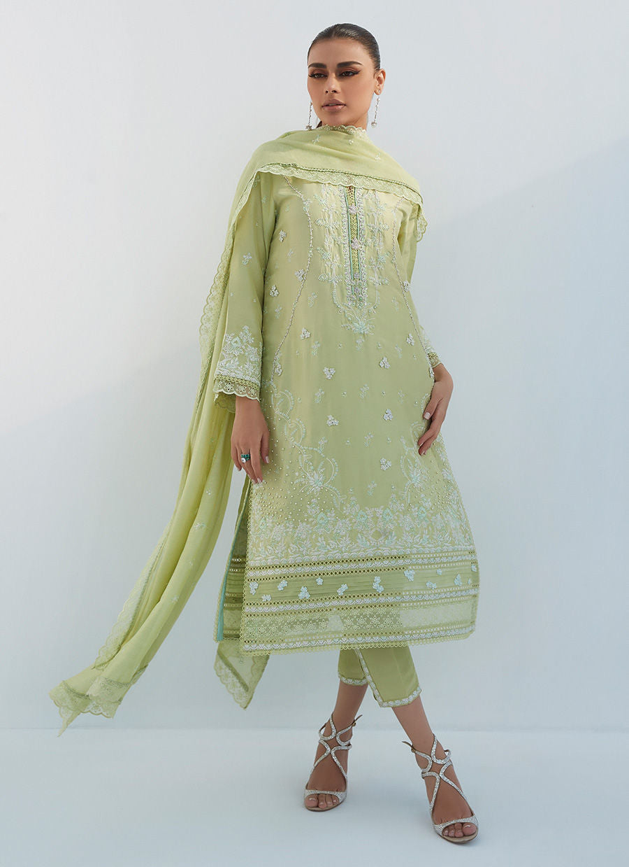 JUDIE APPLE GREEN SHIRT AND DUPATTA - Lea Spring by Farah Talib Aziz