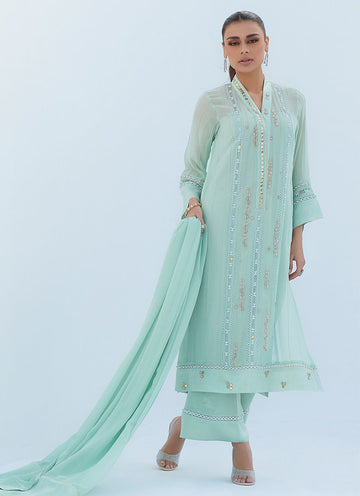 MELISSA AQUA SHIRT AND DUPATTA - Lea Spring by Farah Talib Aziz