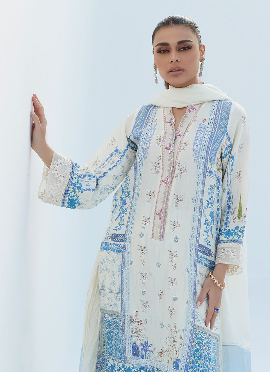 ERICA IVORY SHIRT AND DUPATTA - Lea Spring by Farah Talib Aziz