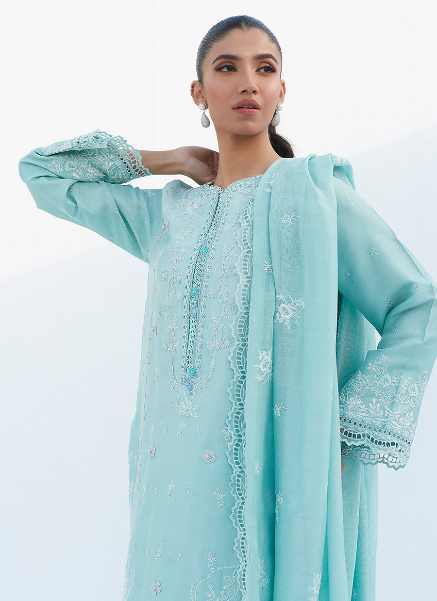 ARIZONA AQUA SHIRT AND DUPATTA - Lea Spring by Farah Talib Aziz