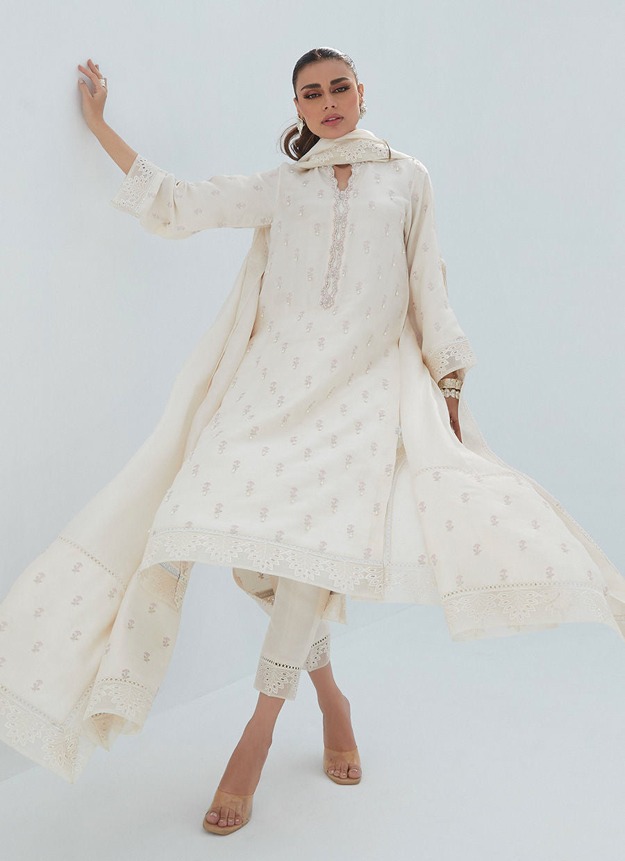 ROSIE IVORY SHIRT AND DUPATTA - Lea Spring by Farah Talib Aziz