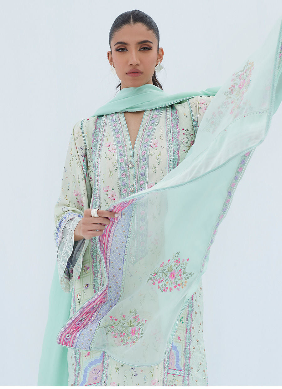 AMANDA AQUA SHIRT AND DUPATTA - Lea Spring by Farah Talib Aziz