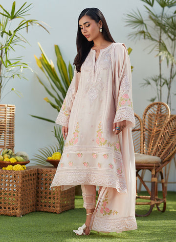 SIA BLUSH CROSS STITCH COTTON NET SHIRT AND DUPATTA - Farah Talib Aziz