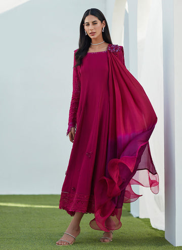 VIV MAGENTA KALIDAAR WITH DRAPED DUPATTA - Farah Talib Aziz