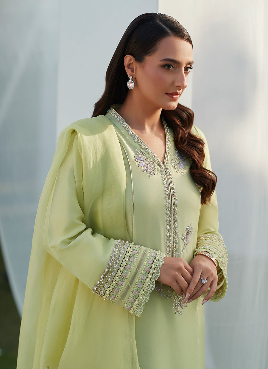 UMA MINT EMBELLISHED SHIRT AND DUPATTA  - Farah Talib Aziz