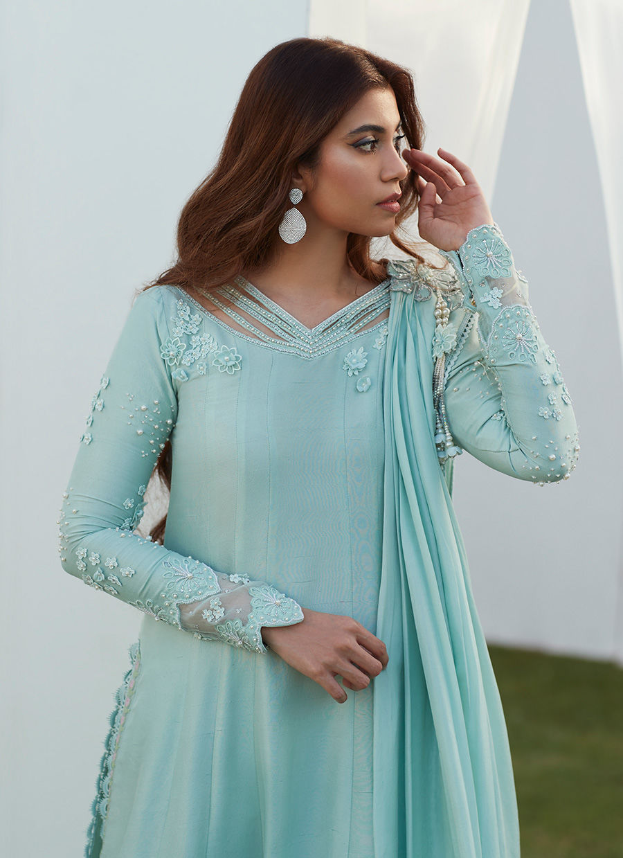 ANABELLA AQUA KALIDAAR AND DRAPED DUPATTA  - Farah Talib Aziz