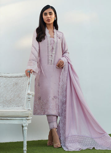 BIRDIE MAUVE SILK EMBROIDERED SHIRT AND DUPATTA  - Farah Talib Aziz