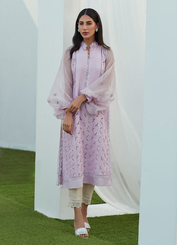 FAY LAVENDER SILK CUTWORK SHIRT  - Farah Talib Aziz