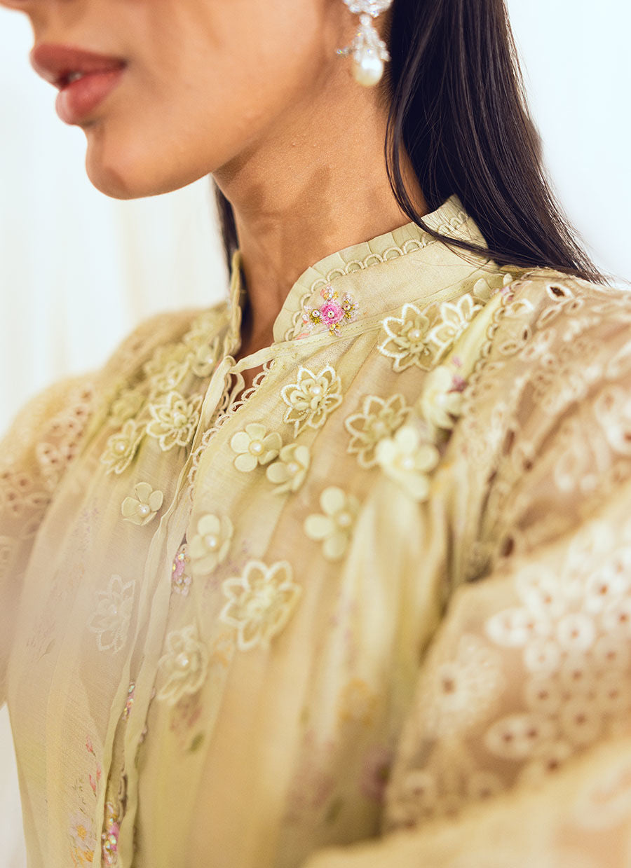 LACE KIWI CUTWORK SHIRT - Farah Talib Aziz