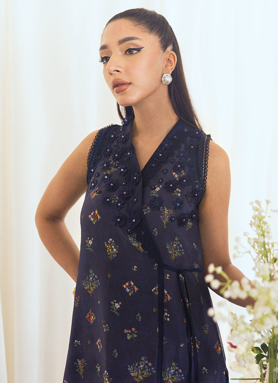 FEYRE NAVY SILK SHIRT - Farah Talib Aziz